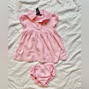 Ralph Lauren 12 months pink polo dress with matching bloomer